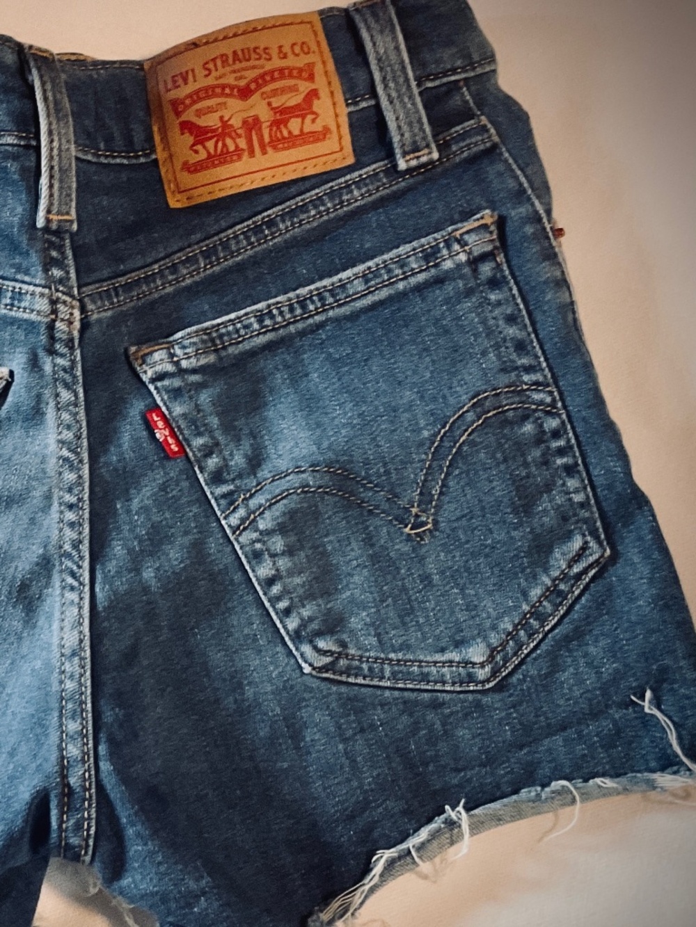 Classic Levi’s High Rise Waist Shorts Raw Frayed Hem Distressed Medium Size 24